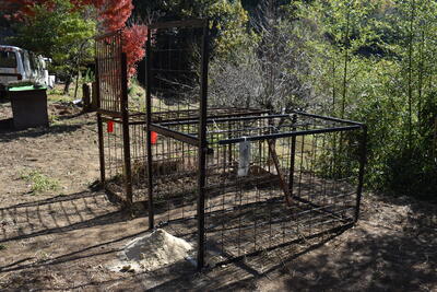 写真５　手前が商工害獣バスターズ製の箱わな