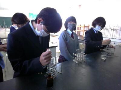 デンプン溶液に硫酸を加える