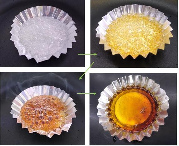 色が変化していき、冷めると飴になりました