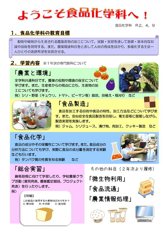 食品化学科 熊本県立菊池農業高等学校