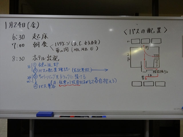 本日の朝の予定