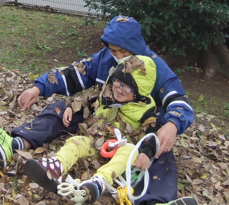 落ち葉のシャワー