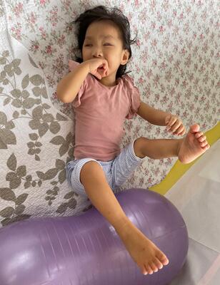 ボールを足でバンバン蹴ったよ！