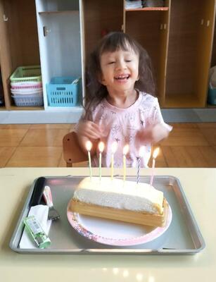 ケーキでお祝いしたよ！