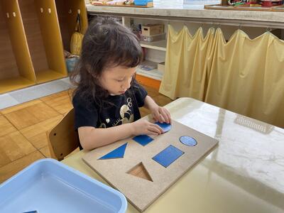 形を触り比べて型にはめたよ！