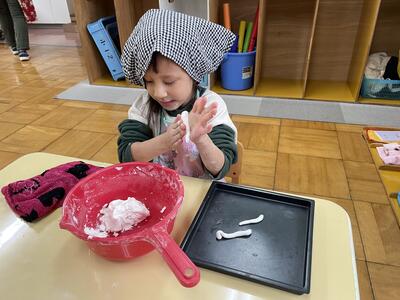 団子粉でぜんざいづくりをしたよ。