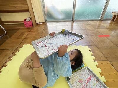 ボールをコロコロ。色をつけたよ！