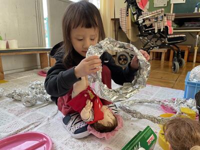 アルミホイルでドーナツを作ったよ！