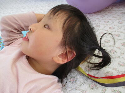 髪を結んでみたよ。お姉さんになりました。