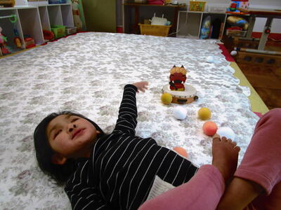 豆まきをしました。鬼は外！福は内！