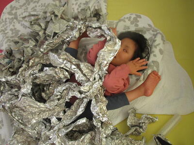 アルミホイルで遊んだよ！