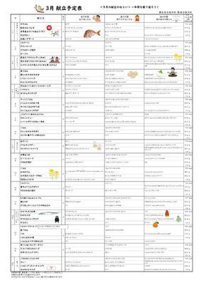３月献立表